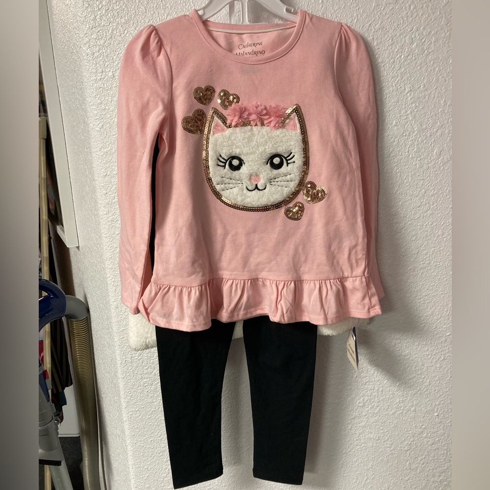 Catherine Malandrino child’s 4 piece outfit size 5-6. Cat theme.